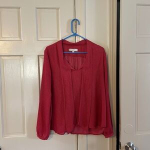 Loft blouse - red with small print. size large